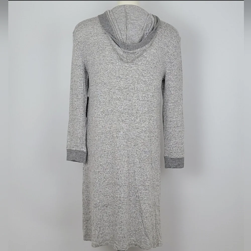 La Vie en Rose Open Front Hooded Cardigan Heathered Grey Pin Pockets Size XS / S - Picture 3 of 14